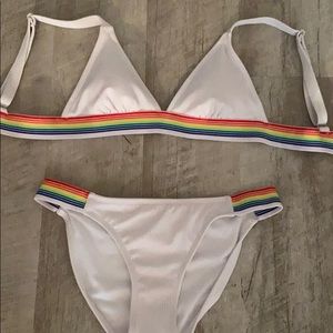 White and rainbow bikini
